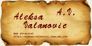 Aleksa Valanović vizit kartica